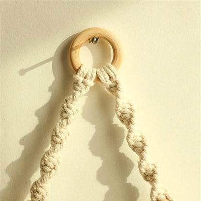 Macrame Hanging Shelf | Boho Wall Decor for Bedroom and Nursery | Rustic Wood Floating Shelves for Living Room and Bathroom | 1 PC