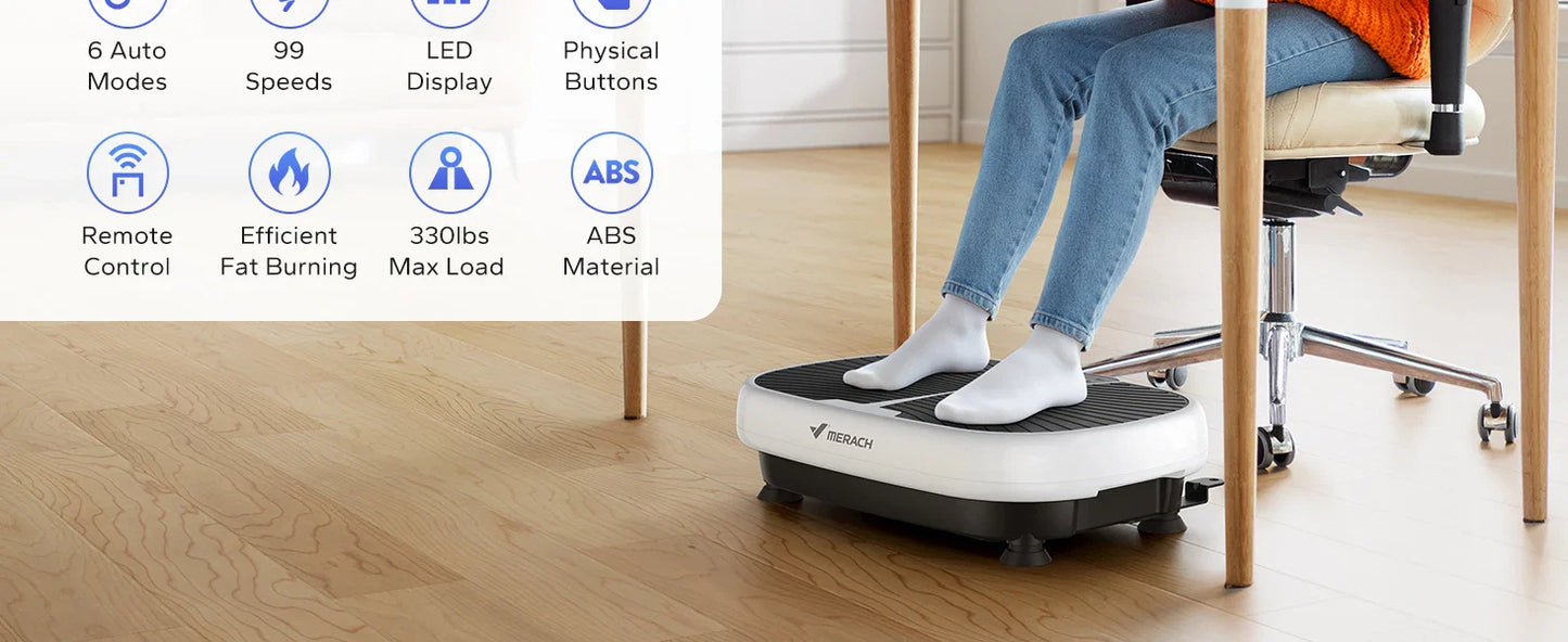 MERACH EMS Vibration Plate – Fitness Machine for Fat Burning, Weight Loss, Pain Relief & Lymphatic Drainage