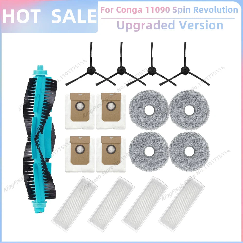 Replacement Parts Kit for Cecotec Conga 11090 / 13090 Spin Revolution Vacuum – Roller, Brushes, HEPA Filter & Mop