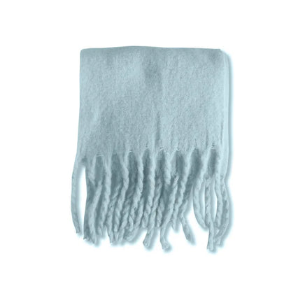 Luxury Cashmere Scarf for Women - Thickened Warm Shawl with Classic Tassels, Soft Solid Color Wrap for Autumn and Winter