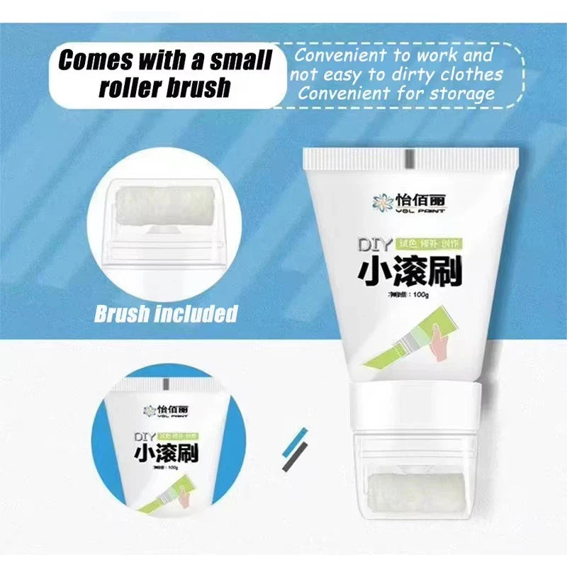 100g White & Pink Mini Wall Roller Brush – Eco-Friendly Paint for Interior Wall Repair & Graffiti Touch-Up