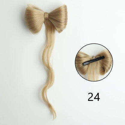 Bowknot Claw Clip Hair Bun – Synthetic Clip-In Hair Extensions for Women’s Daily Use