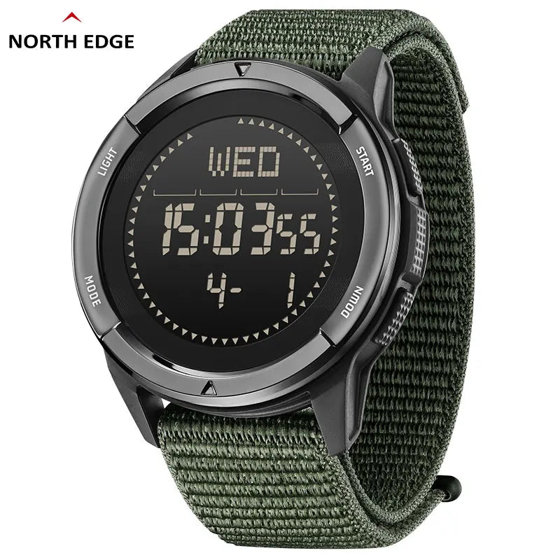 NORTH EDGE ALPS Men’s Digital Carbon Fiber Sports Watch – Shock-Resistant Military Style, Super Light, 50M Waterproof with Compass
