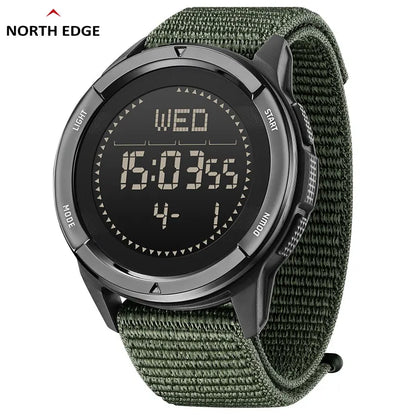 NORTH EDGE ALPS Men’s Digital Carbon Fiber Sports Watch – Shock-Resistant Military Style, Super Light, 50M Waterproof with Compass