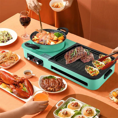 Multifunctional 3-in-1 Electric Grill — Smokeless Korean BBQ, Hot Pot & Non-Stick Baking Pan Multi-Cooker