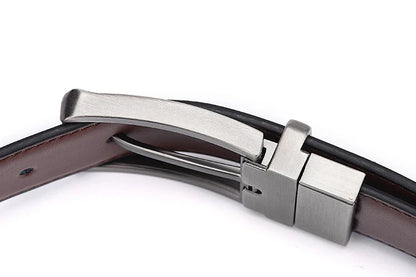 Men’s Genuine Leather Double-Sided Belt – Luxury Retro Pin Buckle with Laser Engraving (High Quality)