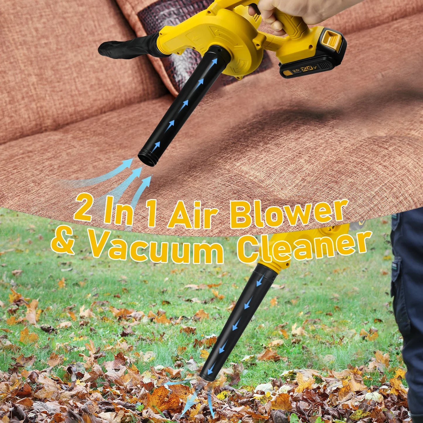 Cordless 2-in-1 Leaf Blower & Vacuum – Electric Jobsite Air Blower for Dewalt 20V Battery