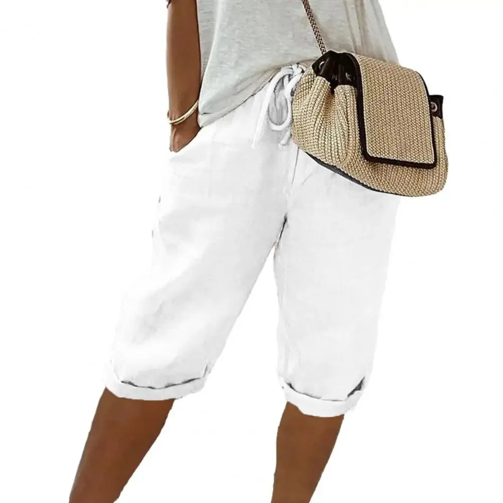 Women's Cotton Linen Wide Leg Pants - Vintage Lace Up High Waist Casual Streetwear Trousers