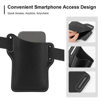 Men’s PU Leather Vintage Waist Bag – Phone Holster Belt Pouch for Travel & Hiking
