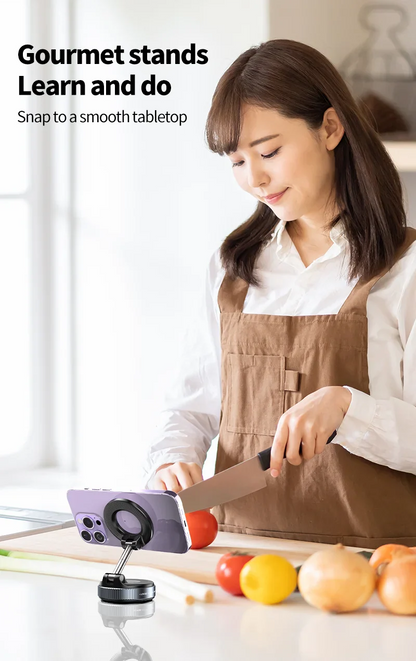 K007 Magnetic Car Phone Holder - Foldable, 360° Adjustable Vacuum Mount for Car, Desk, Bathroom, Universal Use