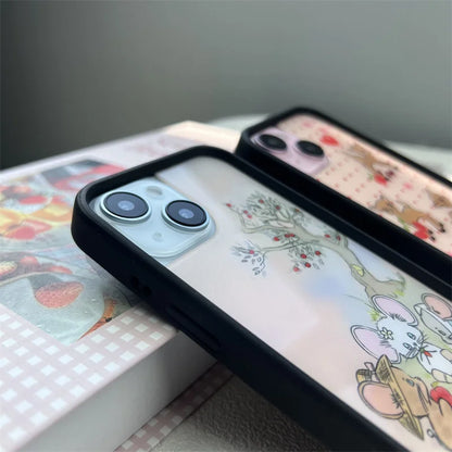 Wildflower Star & Deer iPhone Case – Fashion Strawberry & Polka Dot Cherry Bottom Cover for iPhone 12–16 Pro/Max/Plus