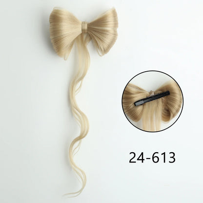 Bowknot Claw Clip Hair Bun – Synthetic Clip-In Hair Extensions for Women’s Daily Use