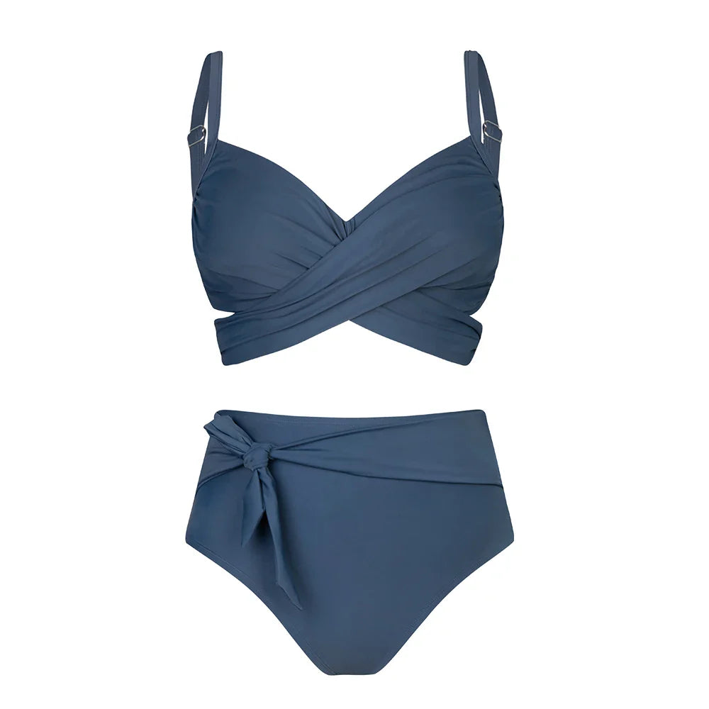 Cupshe Plus Size Wrap Tie High Waist Bikini Set – Women’s Large Size 3XL Two-Piece Swimwear Beach Bathing Suit