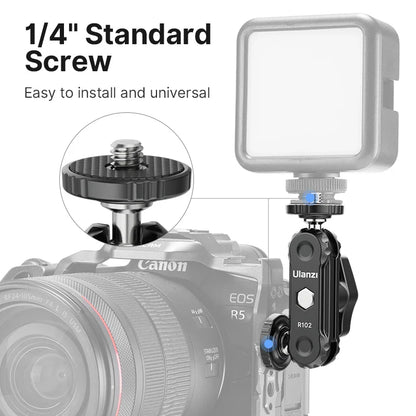 VIJIM Ulanzi R102 Metal Double Ball Head Magic Arm - 360° 1/4'' Screw Extension Mount for DSLR Camera, Monitor, Video Mic & Tripod