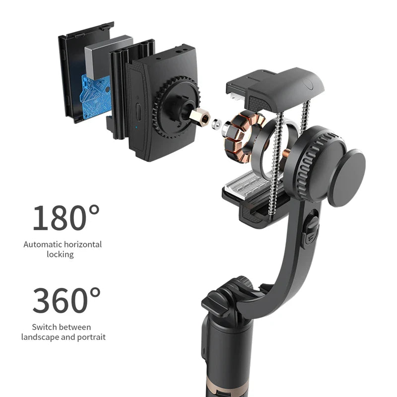 Roreta NEW Gimbal Stabilizer Selfie Stick: Foldable Wireless Tripod with Bluetooth Shutter Monopod for iOS Android