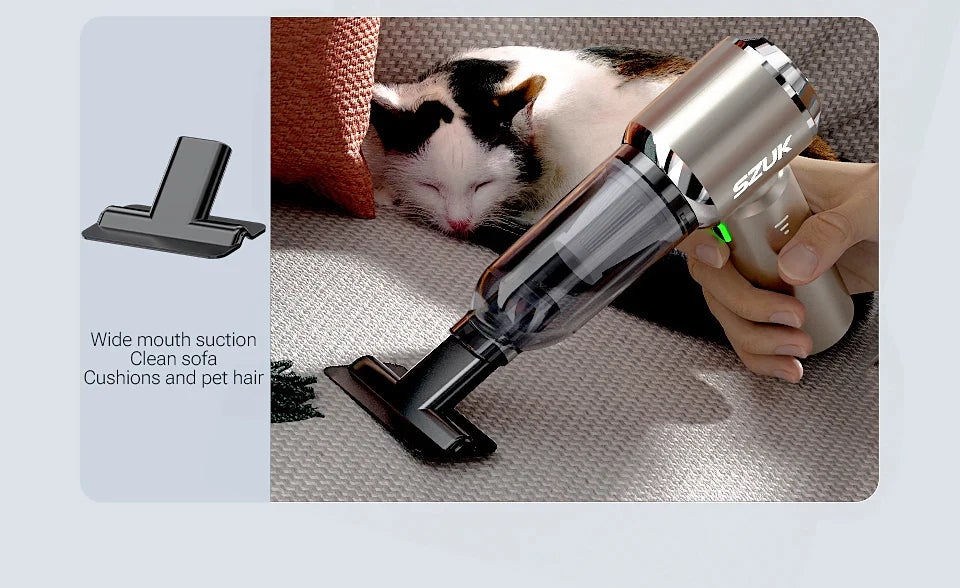 SZUK Mini Wireless Car Vacuum Cleaner – 98500Pa Powerful Suction, Handheld Portable Vacuum for Car Cleaning