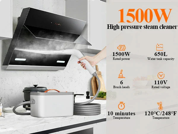 1500W Handheld Steam Cleaner – Powerful Multiuse Steamer for Upholstery, Tough Stains & Grime Removal