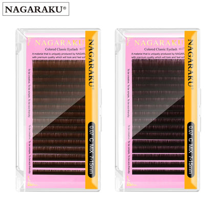 NAGARAKU Brown Eyelash Extensions – Soft Natural Synthetic Mink Individual Lashes 16 Lines for Professional Makeup
