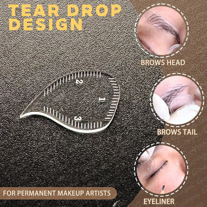 Tear Drop Arch Brow Mapping Tool Kit — 1-Minute PMU Eyebrow Shaping Ruler & Stencil for Hairstroke & Eyeliner