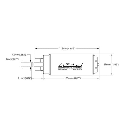 Universal AEM 50-1000 340LPH High Flow In-Tank EFI Fuel Pump – Strainer & Install Kit, Compatible with Walbro GSS342 50-1210