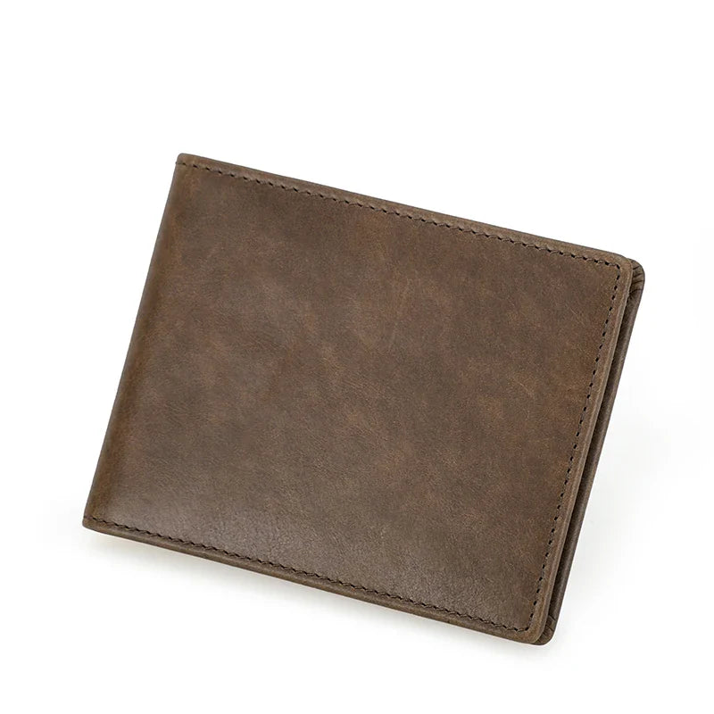 CONTACT'S Genuine Leather Men’s Bifold Slim Wallet – Vintage Thin Card Holder & Money Clip Casual Small Leather Wallet for Men