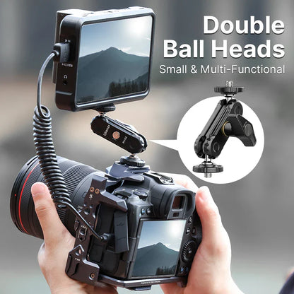 VIJIM Ulanzi R102 Metal Double Ball Head Magic Arm - 360° 1/4'' Screw Extension Mount for DSLR Camera, Monitor, Video Mic & Tripod