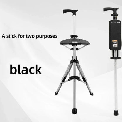 2-in-1 Portable Folding Cane & Chair — Quick-Fold Walking Stick with Built-In Seat and Three Legs