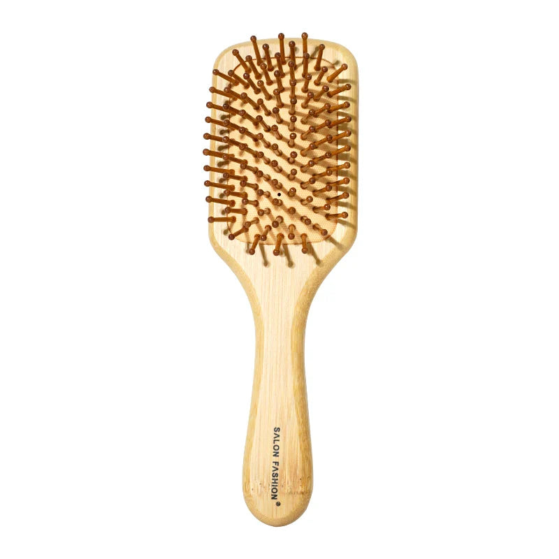 Bamboo Hair Brush with Wide Teeth & Air Bag - Smooth Scalp Massage Comb for Women Hairdressing Styling Tools