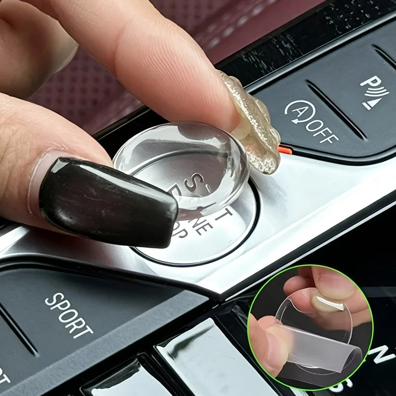 Crystal Clear Car Start Stop Button Sticker - Transparent Protective Cover for Ignition Switch