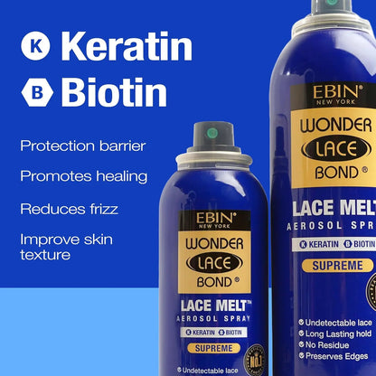 Ebin New York Wonder Bond Melt Spray – Extra Strong Hold, Seamless Lace Blend, Keratin-Infused for Healthy Hair