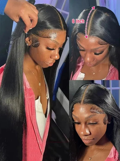 250 Density HD Lace Front Human Hair Wig - 13x4 13x6 Transparent Lace Bone Straight Brazilian Frontal Wig 30 40 Inch
