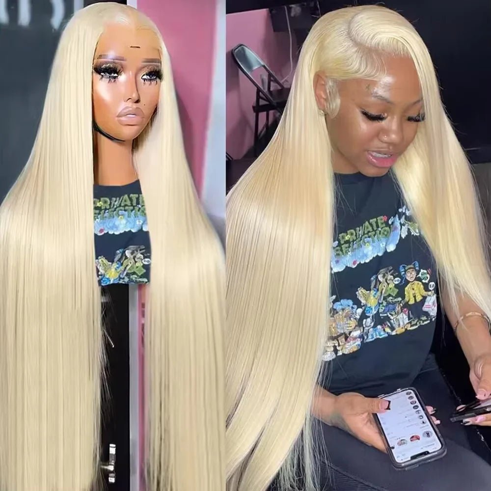 HD Transparent 613 Blonde Straight Wig – 13x4/13x6 Lace Front, Pre-Plucked Brazilian Human Hair Lace Frontal Wig for Women
