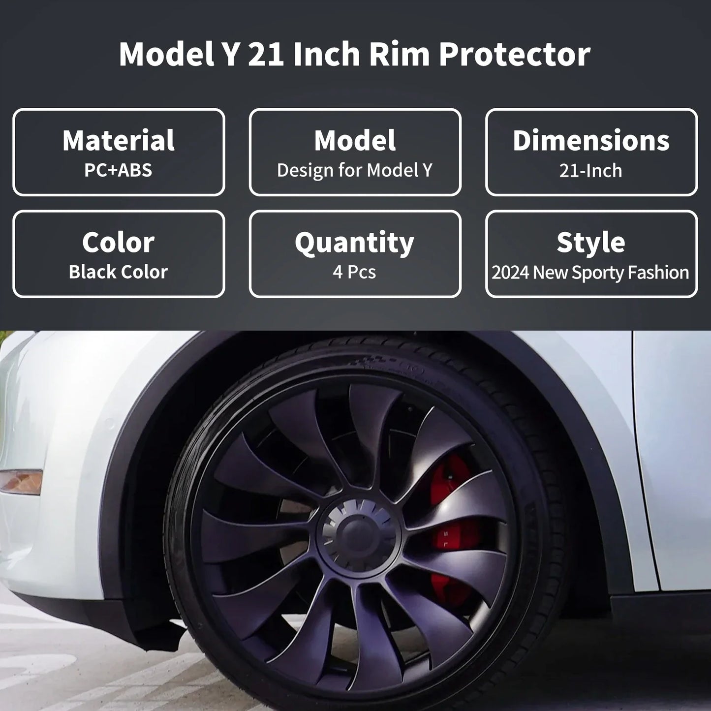 Model Y 2020-2024 Tesla 21" Wheel Protector – 4PCS ABS Rim Protection Accessories