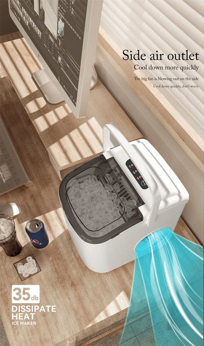 Portable Electric Ice Cube Maker - Automatic Bullet Round Ice Machine, 15kg/24H for Family, Bar, Coffee Shop, Kitchen, Office