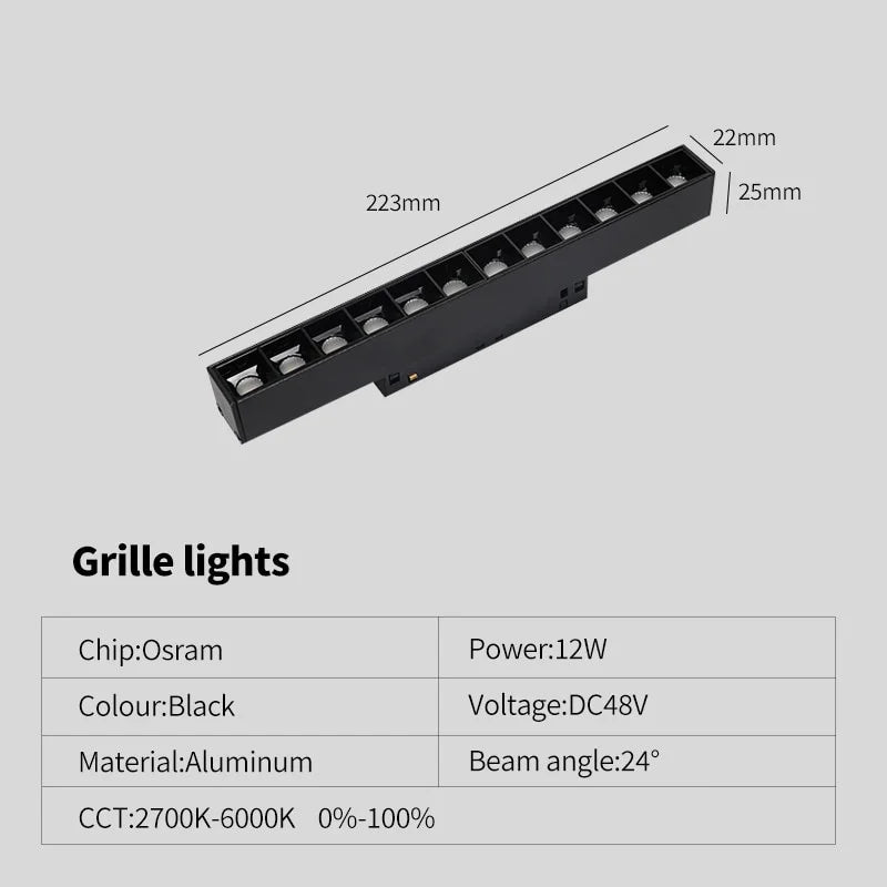 New Magnetic Track Light – Dimmable 48V LED Ceiling Lamp with Remote Control & No Main Light Design Spotlight