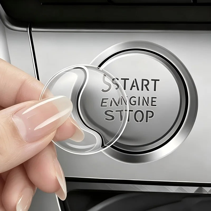 Crystal Clear Car Start Stop Button Sticker - Transparent Protective Cover for Ignition Switch