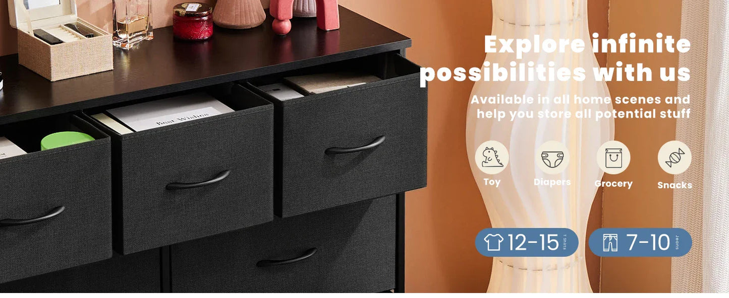 Bedroom Dresser with 7 Fabric Drawers – Organizer Storage Closet & Clothes Display Cabinet for Living Room