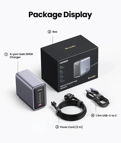 UGREEN 300W GaN Desktop Charging Station - 140W Max Single Port USB Charger with PD3.1 Fast Charging for MacBook Pro, iPad, iPhone