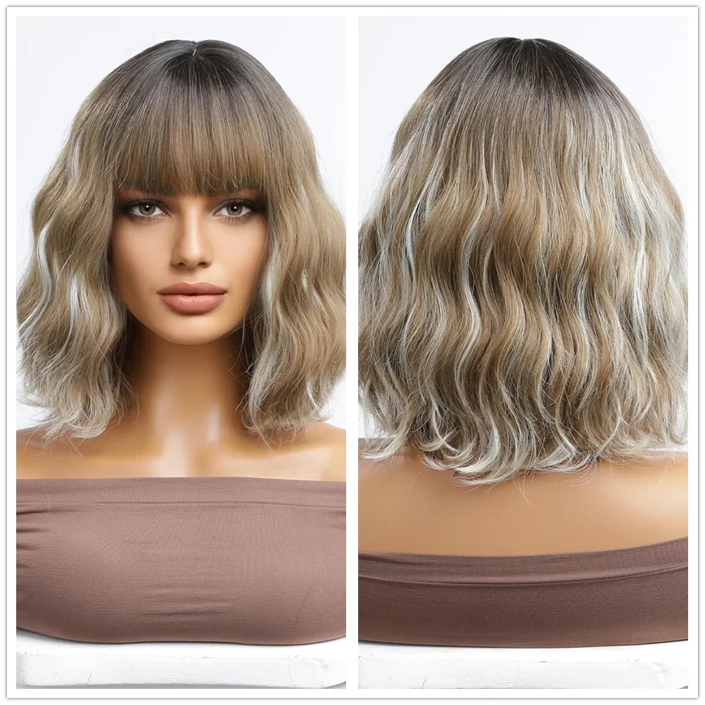 CharmSource Pink BOBO Short Synthetic Wig for Women — Natural Wave, High-Density, Heat-Resistant Hair for Daily & Party