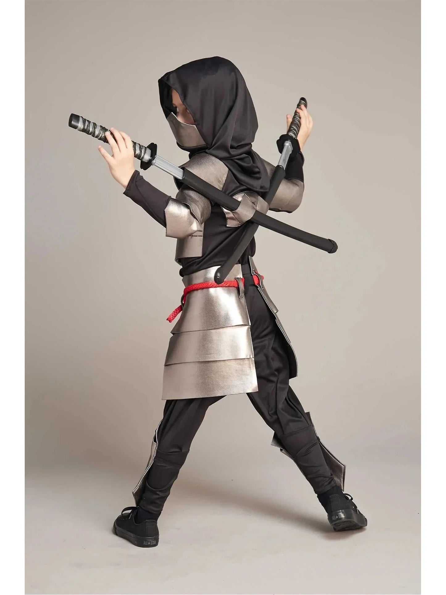2025 Kids Dragon Ninja Costume – Silver Ninja Halloween Cosplay Outfit for Boys