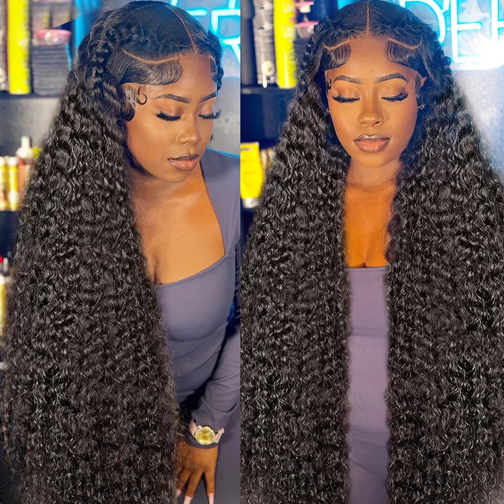 250% Density 360 HD Full Lace Glueless Wig – 30 Inch Deep Water Wave Frontal Human Hair Wig