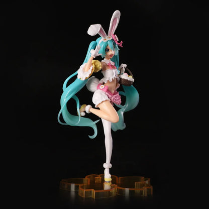 23CM Hatsune Miku Anime Figure - Kawaii PVC Model Doll with Rabbit Ears for Christmas Gifts & Ornaments
