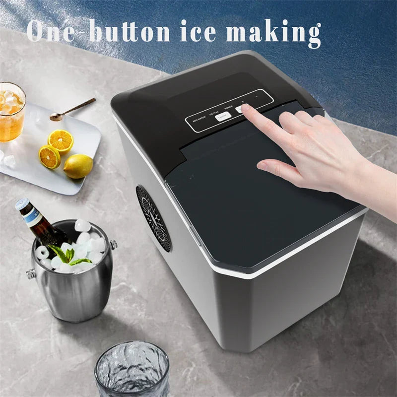 Portable Electric Ice Cube Maker - Automatic Bullet Round Ice Machine, 15kg/24H for Family, Bar, Coffee Shop, Kitchen, Office