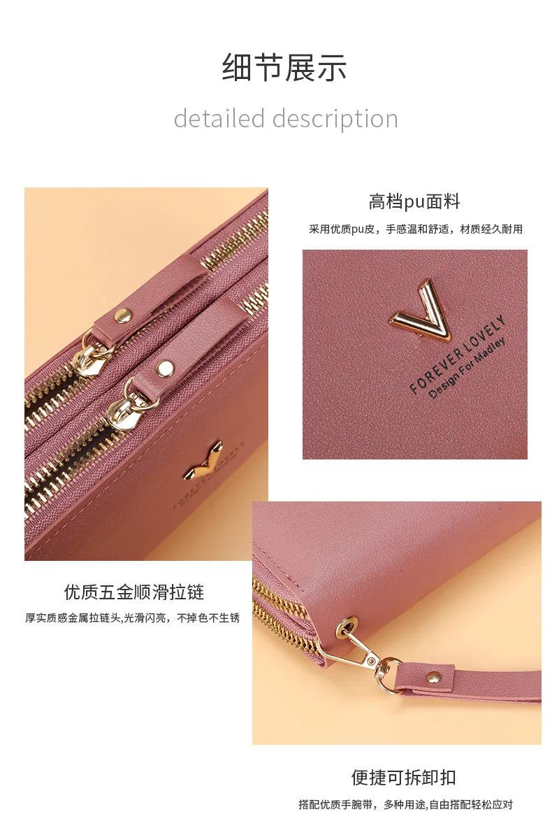 Long Women’s PU Leather Wallet – Double Zipper Tassel Clutch with Coin Purse & Card Holder
