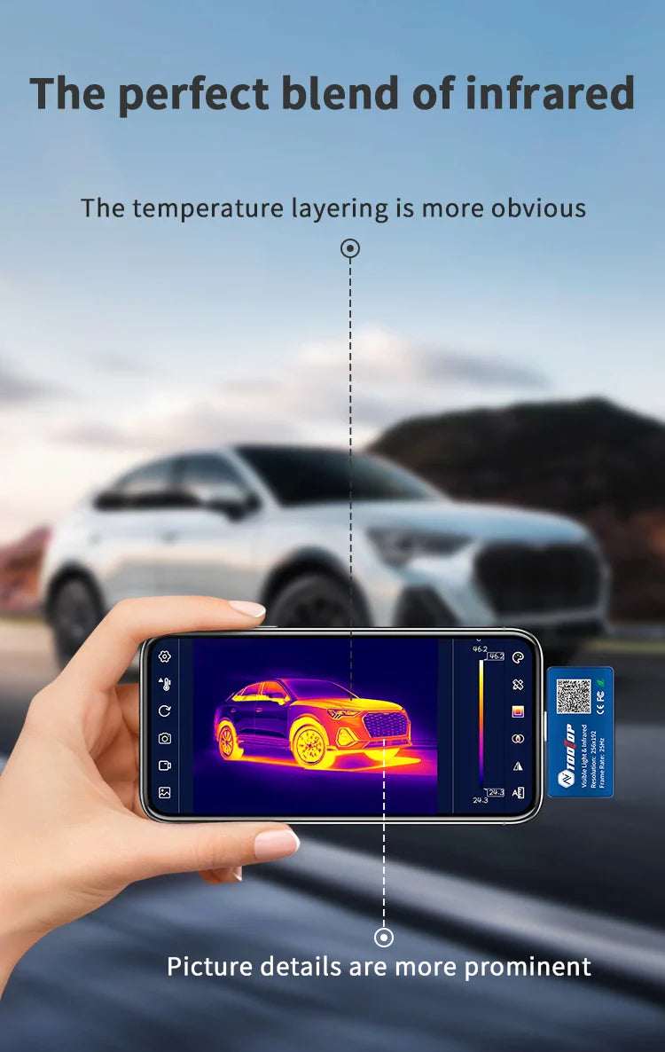 TOOLTOP T7Pro Android Thermal Imager – 256x192 Infrared Camera, -50~600℃, 12 Languages for Industrial Inspection