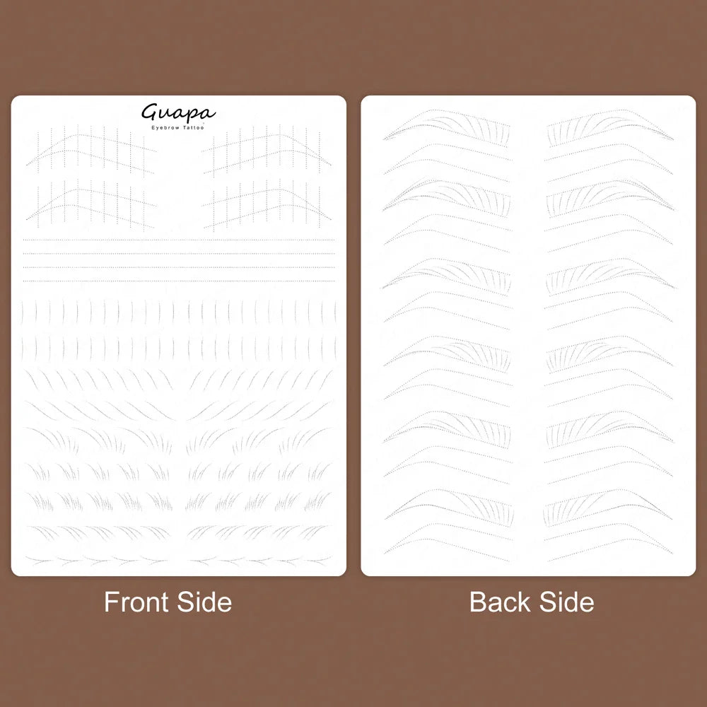 Silicone Practice Skin for Permanent Makeup — Double-Sided Latex Sheet with Brows Design for Hair Stroke Training