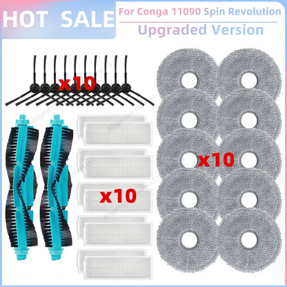 Replacement Parts Kit for Cecotec Conga 11090 / 13090 Spin Revolution Vacuum – Roller, Brushes, HEPA Filter & Mop