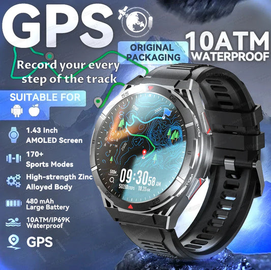 2025 Huawei Original Premium GPS Smartwatch — Ultra HD AMOLED Display, Built-in GPS, Bluetooth Call & 10ATM Waterproof Smart Bracelet