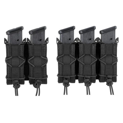 Tactical 9mm Pistol Magazine Pouch – Double/Triple Stack Molle Holster with Flashlight Torch Holder – EDC Hunting Accessory