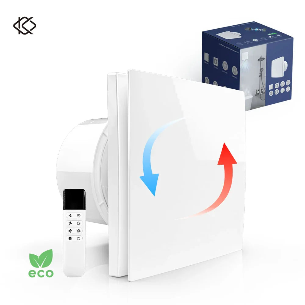 KCvents Exhaust Fan – Reversible Remote Control Ventilation for Bathroom, Kitchen & Home, ECO-Friendly 4/6in Wall Mount
